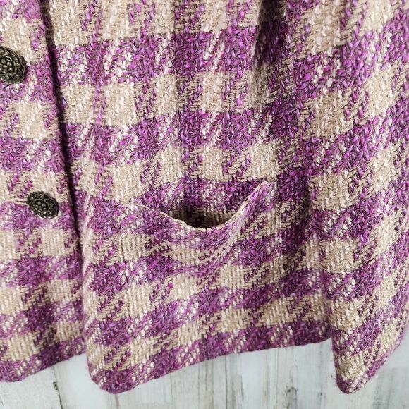Alfred Dunner Blazer Purple Tan Check Size  12P - Picture 6 of 11